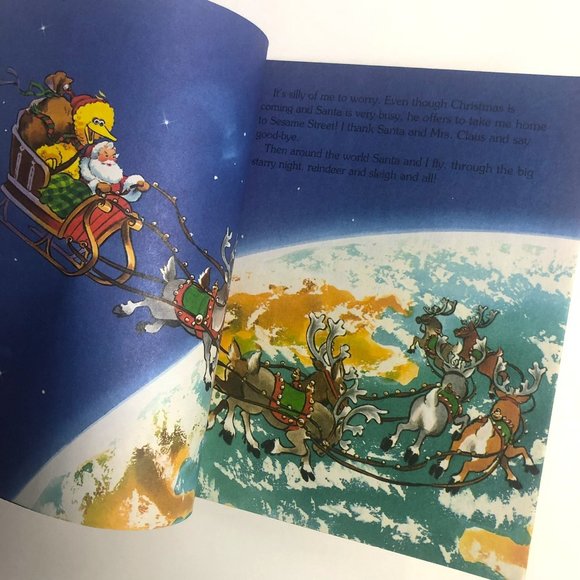 Vintage Christmas Book 90s Sesame Street Big Bird Meets Santa Claus 1997 - Picture 6 of 7